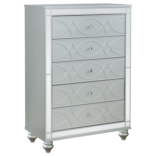 Gunnison 5-drawer Chest Silver Metallic