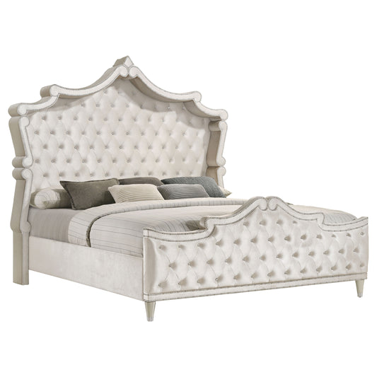 Antonella Upholstered California King Panel Bed Ivory