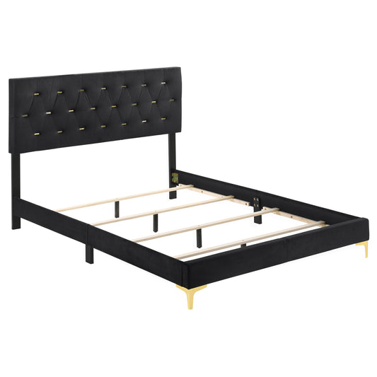 Kendall Upholstered California King Panel Bed Black