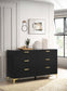 Kendall 6-drawer Dresser Black and Gold