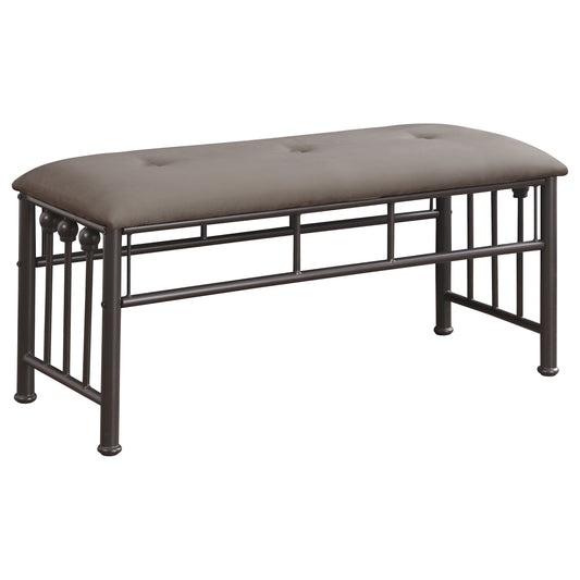 Livingston Upholstered Bench Brown and Dark Bronze