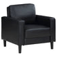 Ruth 3-piece Upholstered Track Arm Faux Leather Sofa Set Black