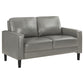 Ruth 2-piece Upholstered Track Arm Faux Leather Sofa Set Grey