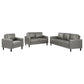 Ruth 3-piece Upholstered Track Arm Faux Leather Sofa Set Grey