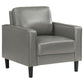 Ruth 3-piece Upholstered Track Arm Faux Leather Sofa Set Grey