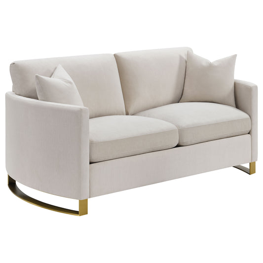 Corliss Upholstered Arched Arms Loveseat Beige