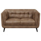 Thatcher Upholstered Tuxedo Arm Tufted Loveseat Brown