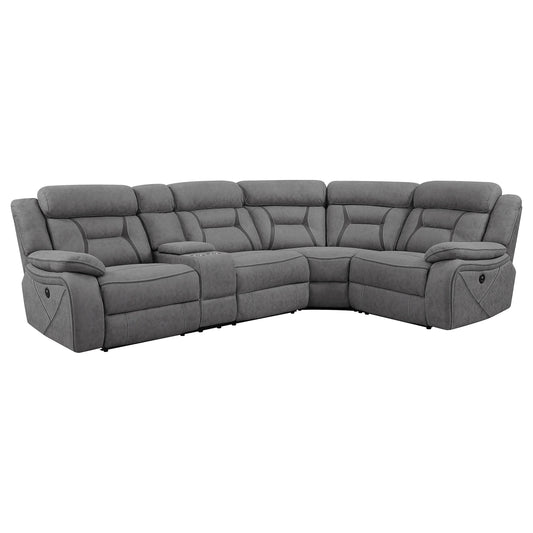 Higgins 4-piece Upholstered Power Sectional Grey