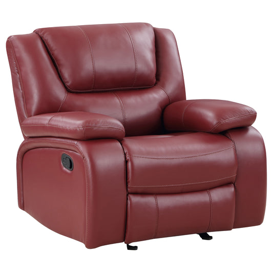 Camila Upholstered Glider Recliner Chair Red Faux Leather