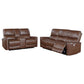 Greenfield 2-piece Upholstered Power Reclining Sofa Set Saddle Brown