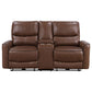 Greenfield Upholstered Power Reclining Loveseat with Console Saddle Brown