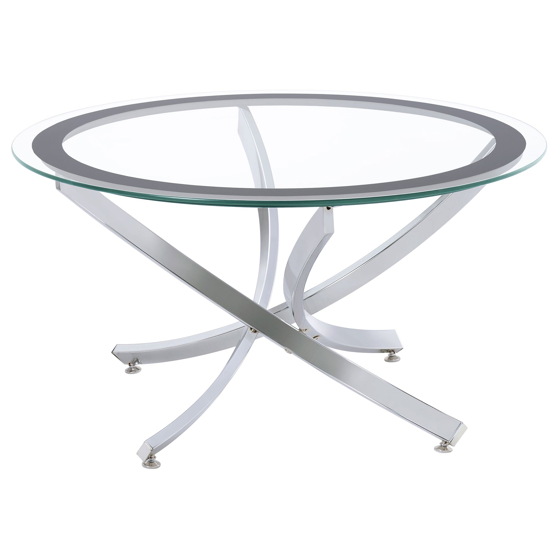 Brooke Round Glass Top Coffee Table Metal Base Chrome – Furniture