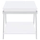 Marcia Wood Rectangular End Table White High Gloss and Chrome