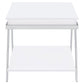 Marcia Wood Rectangular End Table White High Gloss and Chrome