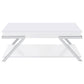 Marcia Wood Rectangular Lift Top Coffee Table White High Gloss and Chrome