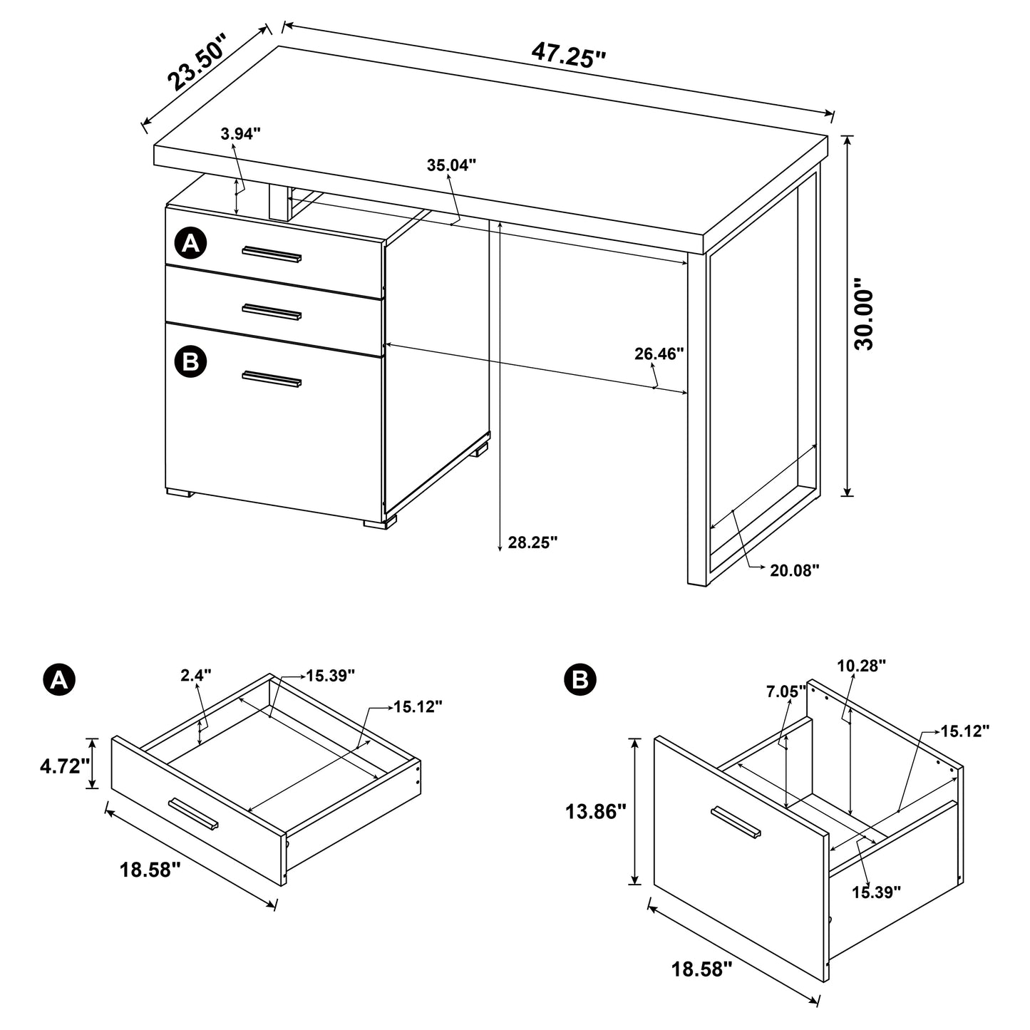 Brennan 3-drawer Office Desk Cappuccino