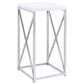 Edmund Square Accent Side Table White High Gloss and Chrome