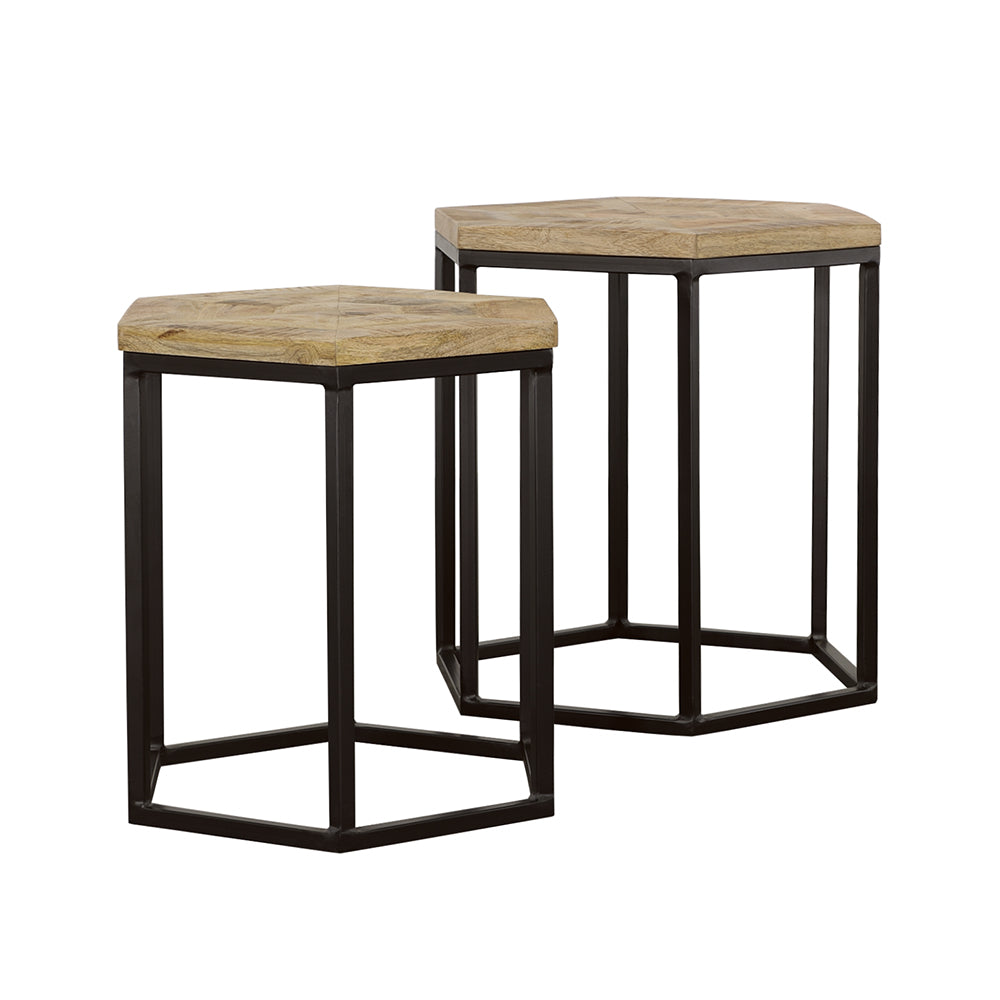 Adger 2-piece Hexagon Nesting Tables Natural and Black